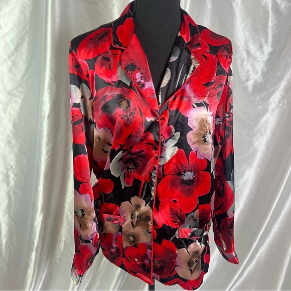 Victoria's Secret Tops - Victoria’s Secret Vintage Satin Floral Blouse – Soft Coquette Aesthetic (Size S)
